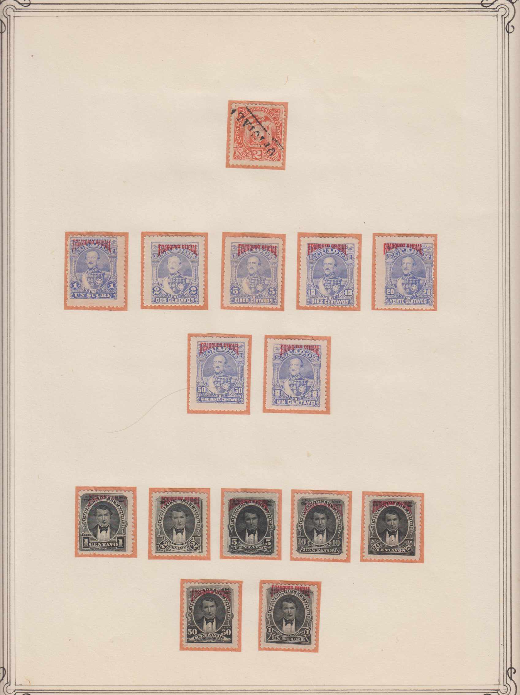 Ecuador 1890 — Airpost, official, postal fiscals, telegraph & Bob issues collection on 9 album pages