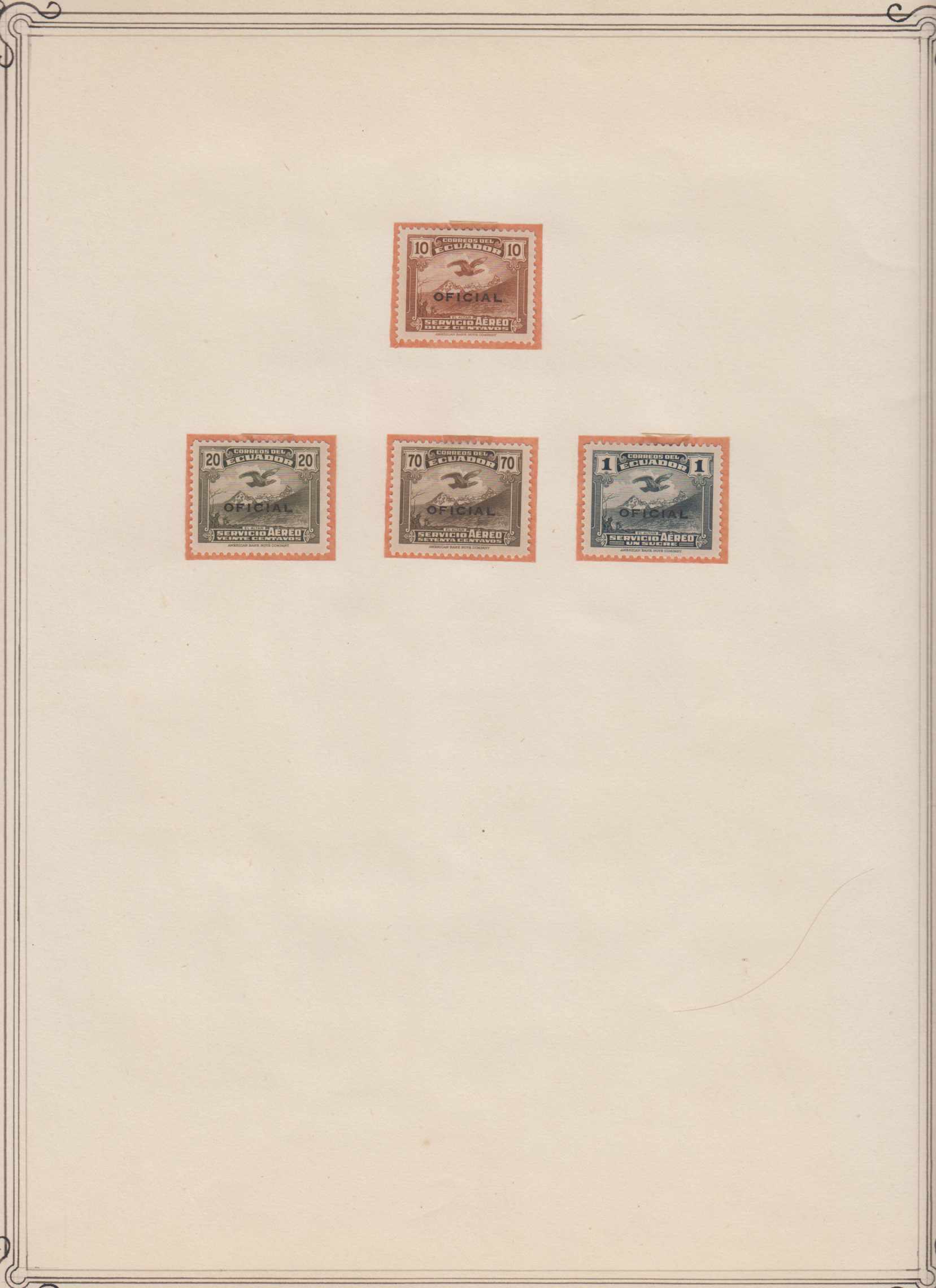 Ecuador 1890 — Airpost, official, postal fiscals, telegraph & Bob issues collection on 9 album pages