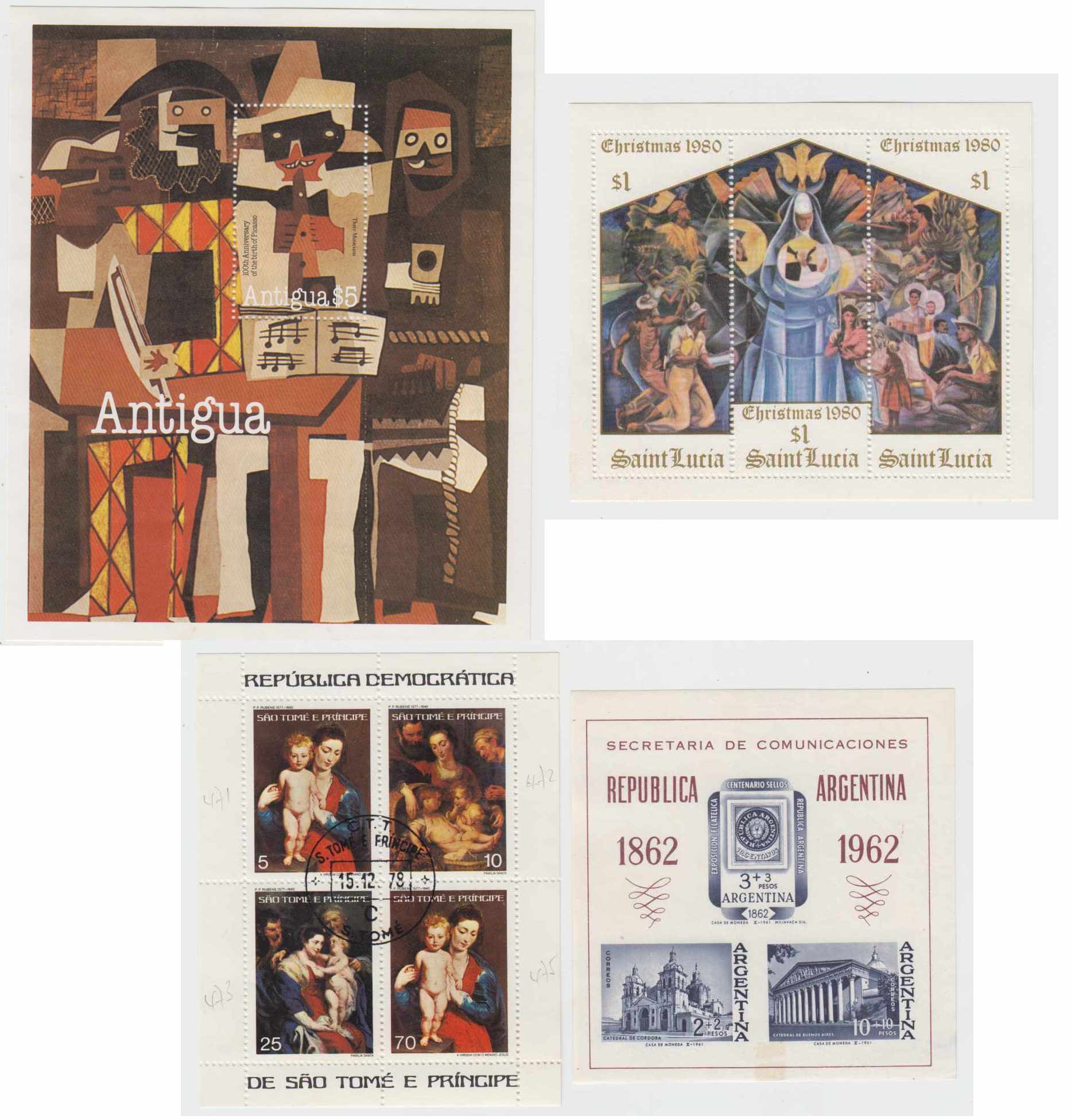 Group of 50 souvenir sheets chiefly all are Paintings topicals