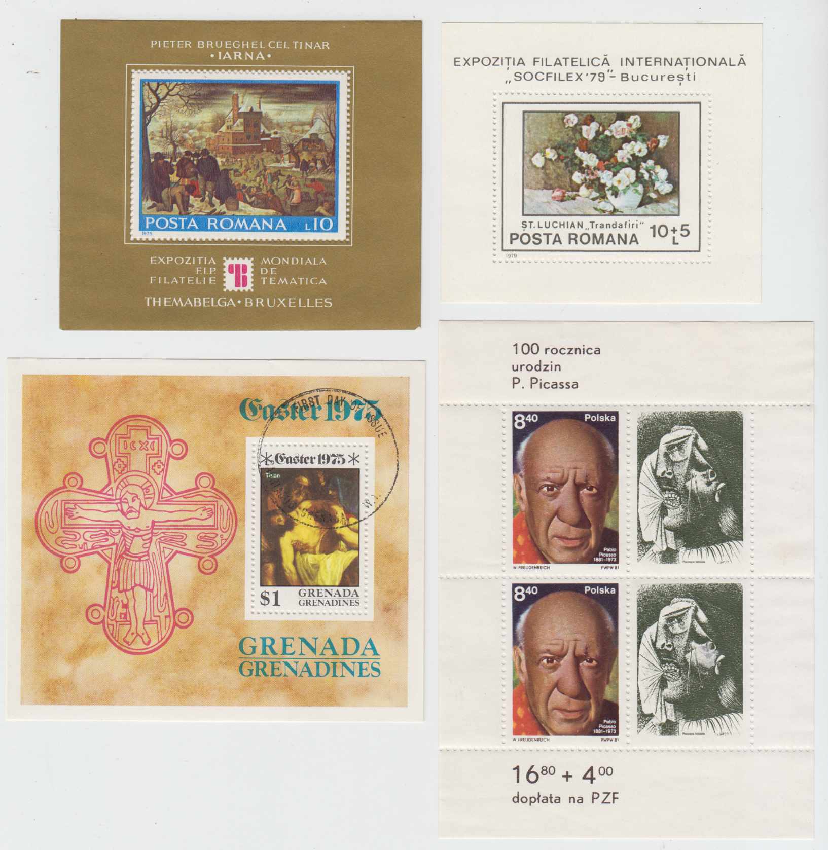 Group of 50 souvenir sheets chiefly all are Paintings topicals