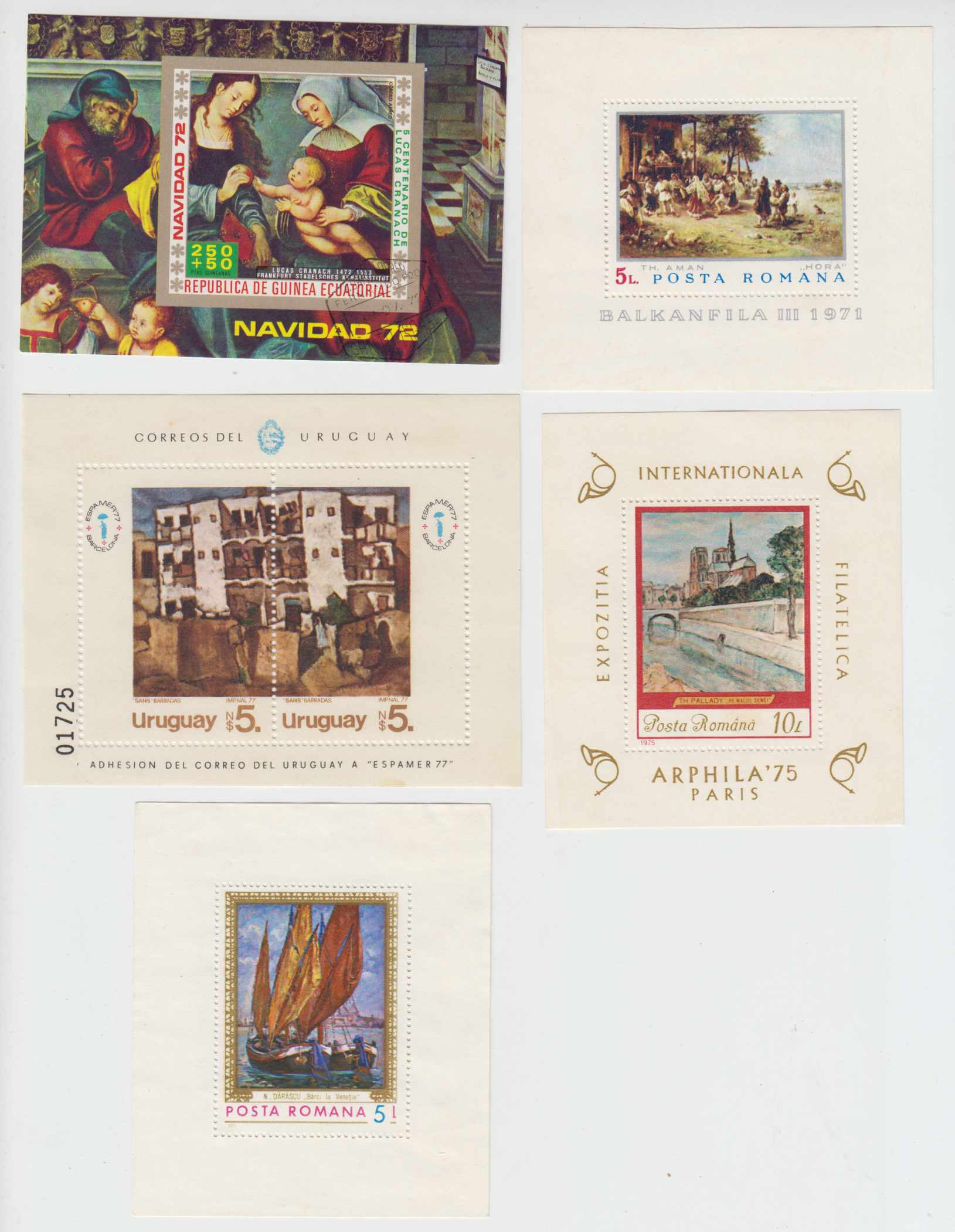Group of 50 souvenir sheets chiefly all are Paintings topicals
