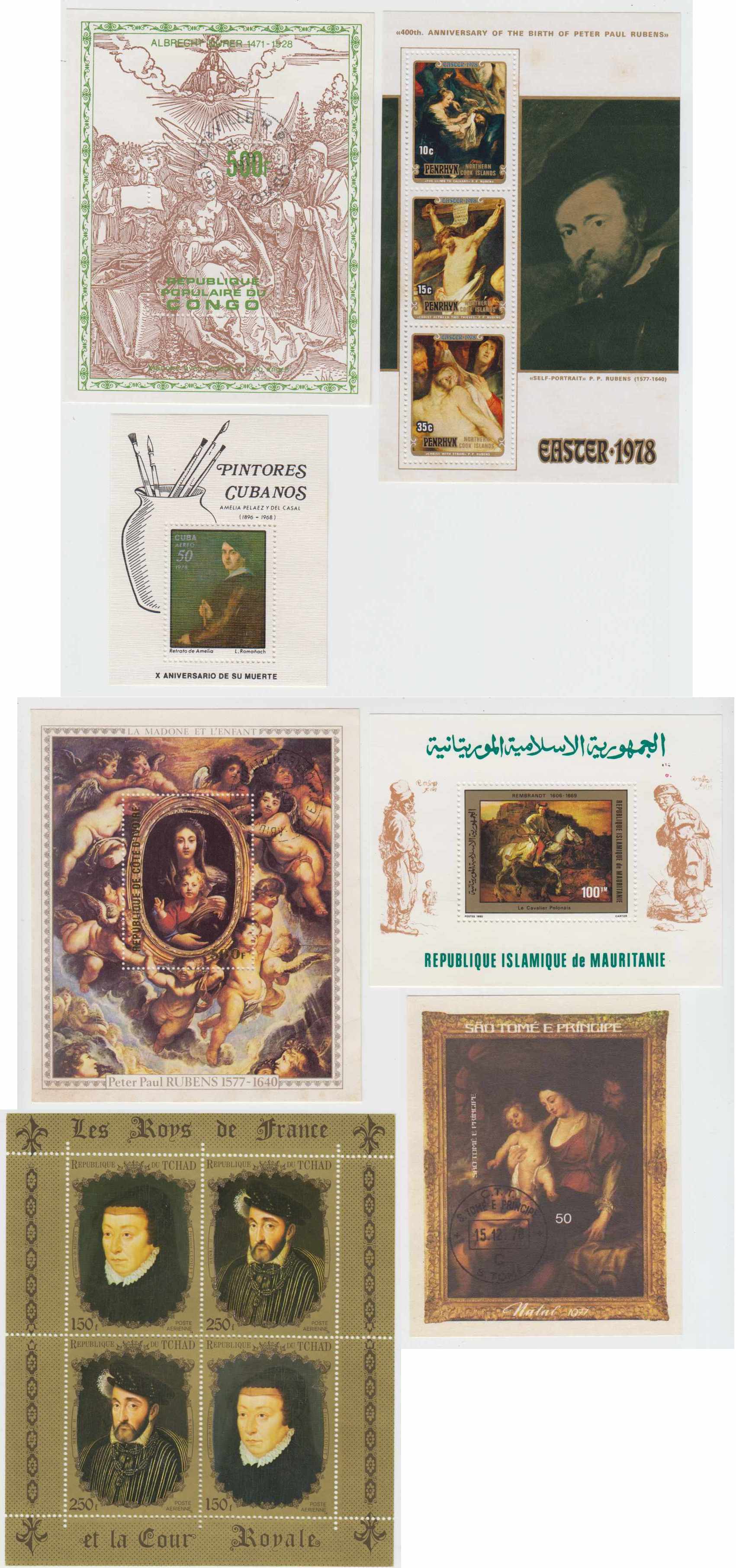 Group of 50 souvenir sheets chiefly all are Paintings topicals