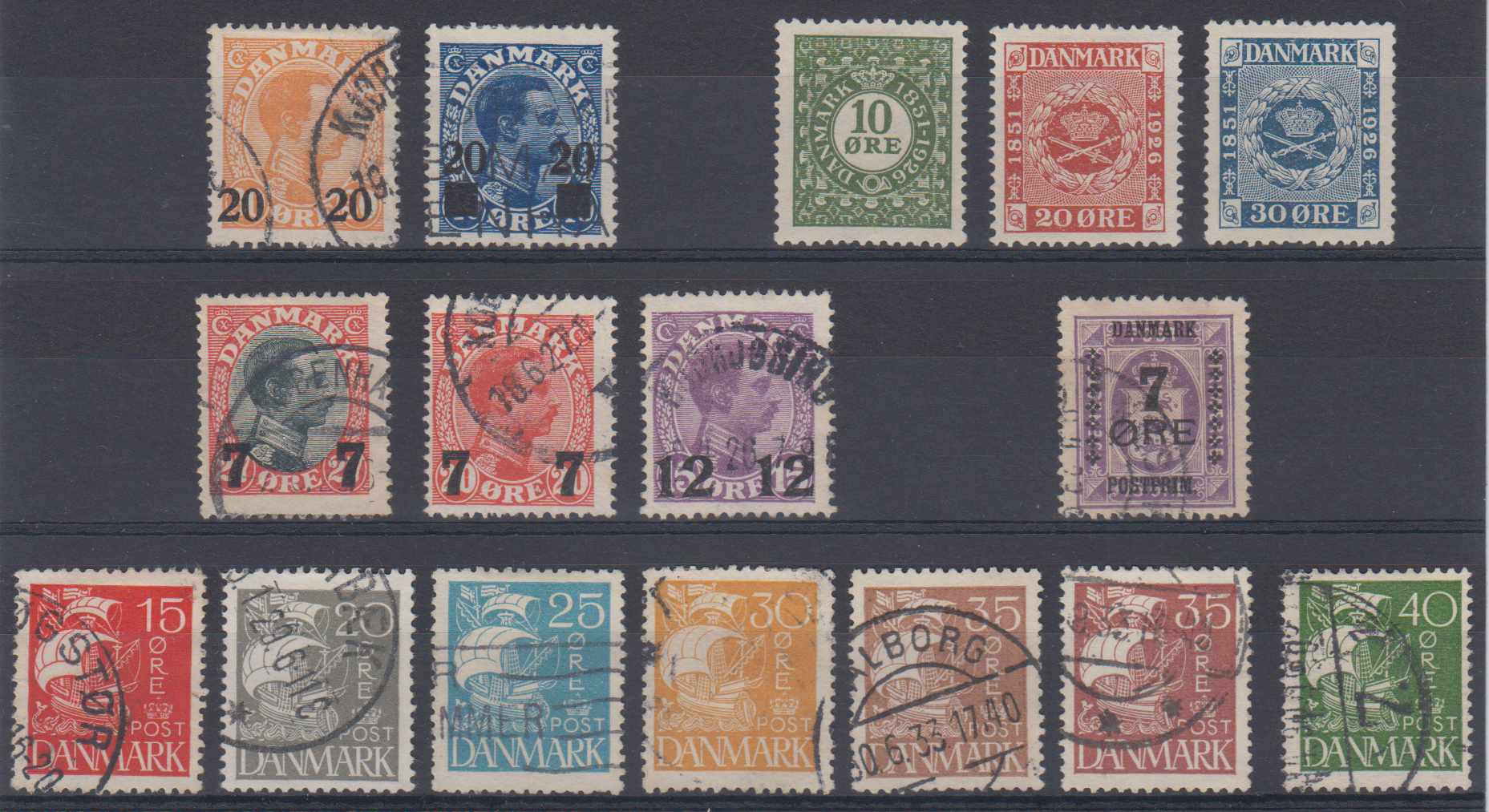 Denmark 1926 — Scott 176-180, 182-184, 190 & 192-197