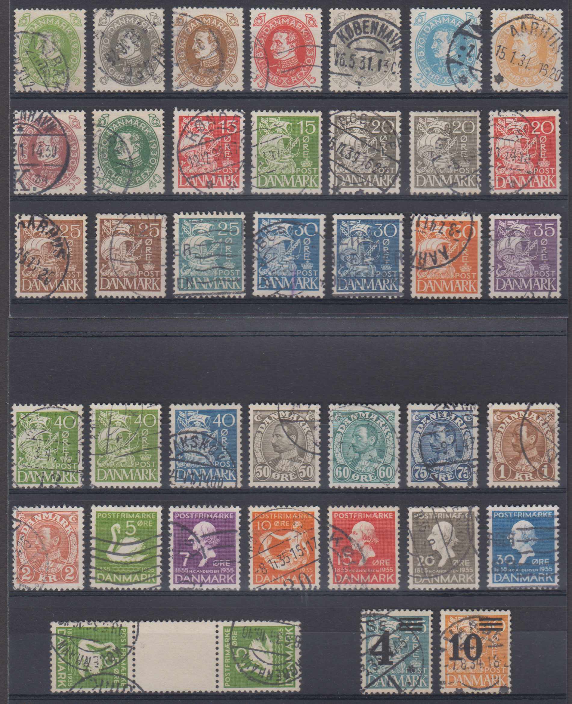 Denmark 1930 — issue.s Scott 210 thru 272 not complete, B6-b7 & extras