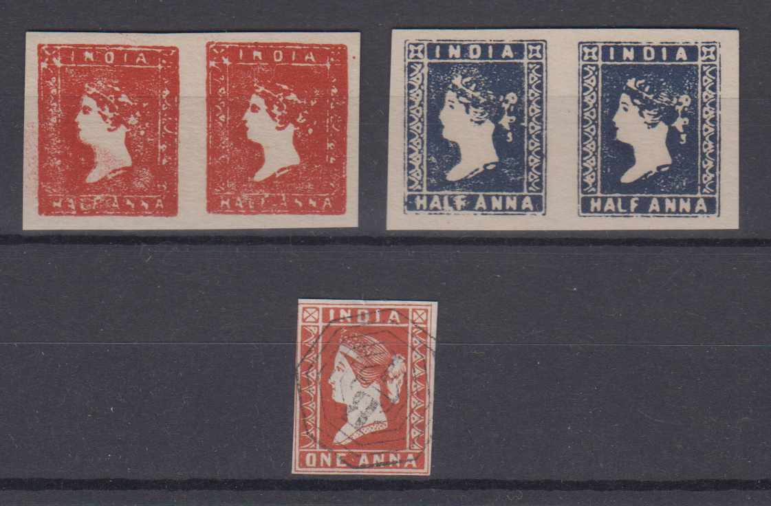 India 1854 — Scott 1-2 & 7