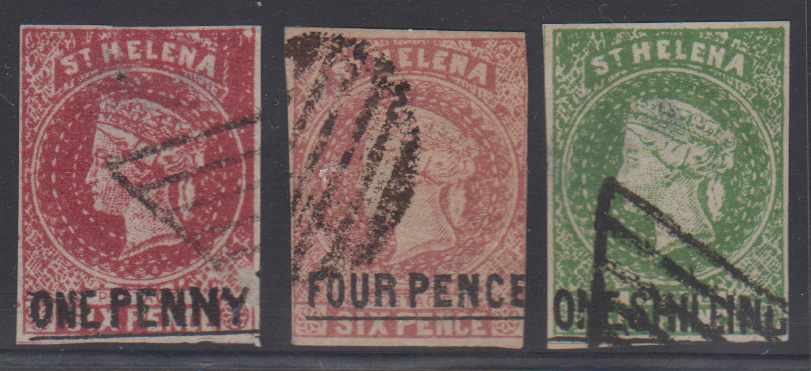 St Helena 1864 — Scott 11, 15 & 17 top value