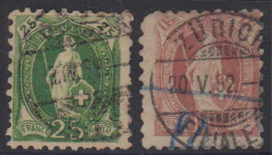Switzerland 1888 — Scott 90 & 93