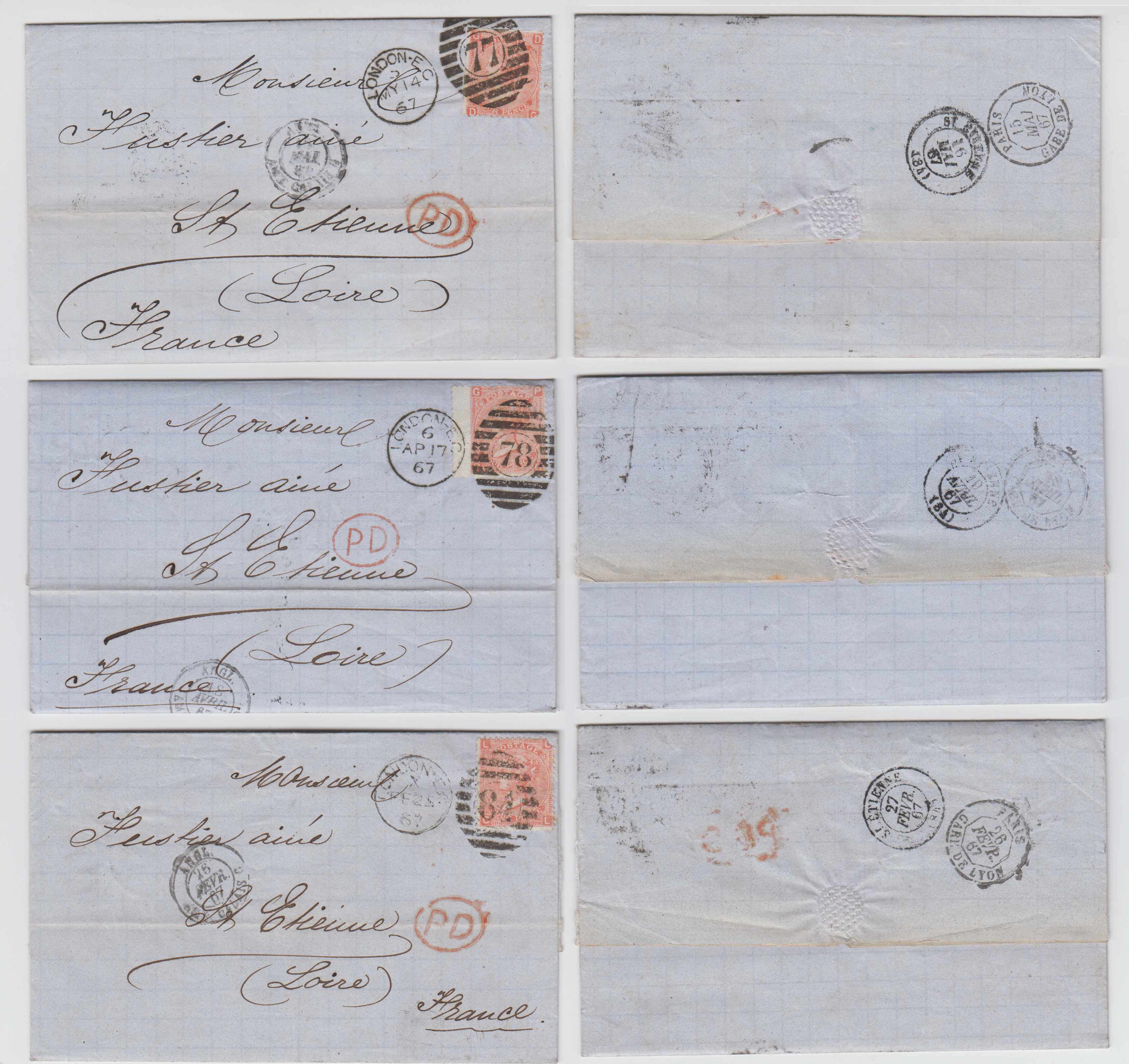 Great Britain 1867 — Letter or Els' to France