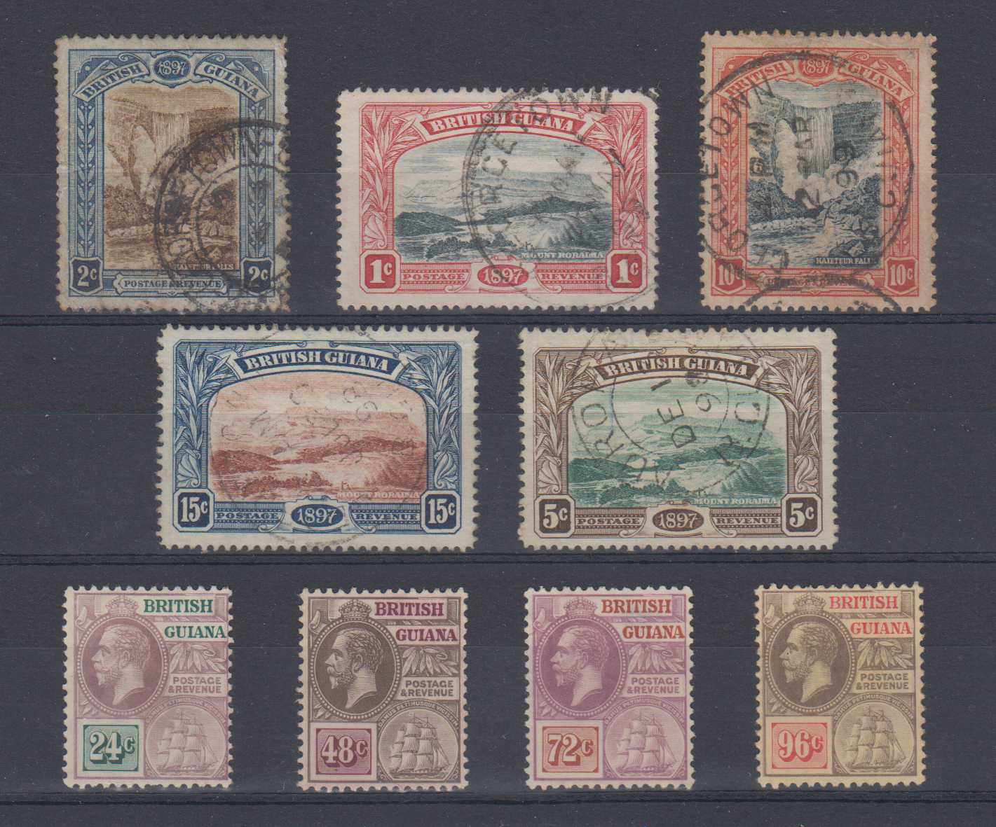 British Guiana 1898 — Scott 152-156, 184-185 & 187-188