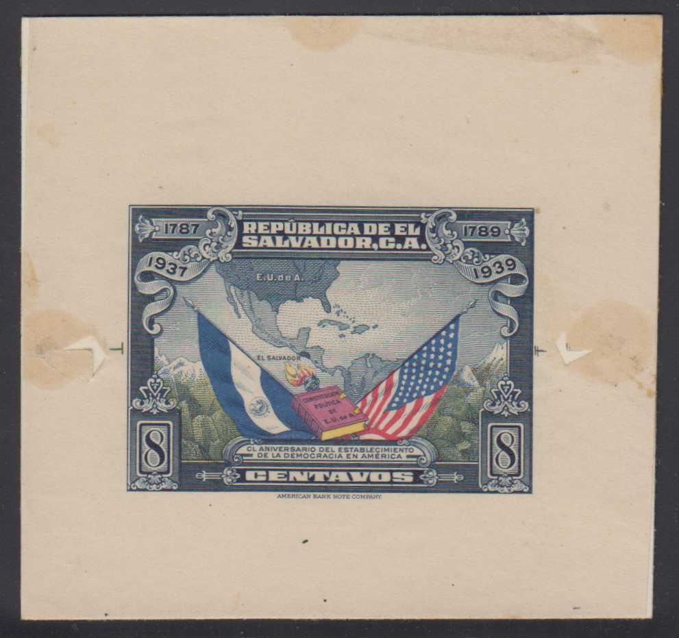 El Salvador 1938 — Flags of USA & El Salvador