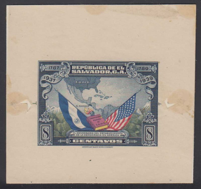 El Salvador 1938 — Flags of USA & El Salvador