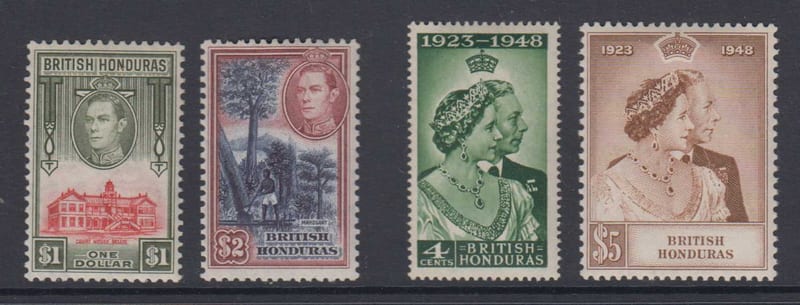 British Honduras 1938 — Scott 124-125 & 129-130