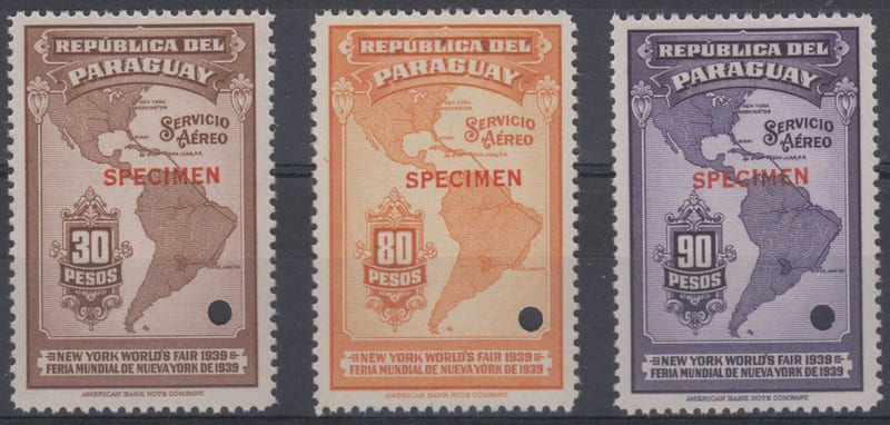 Paraguay 1939 — Map & New York World Fiar