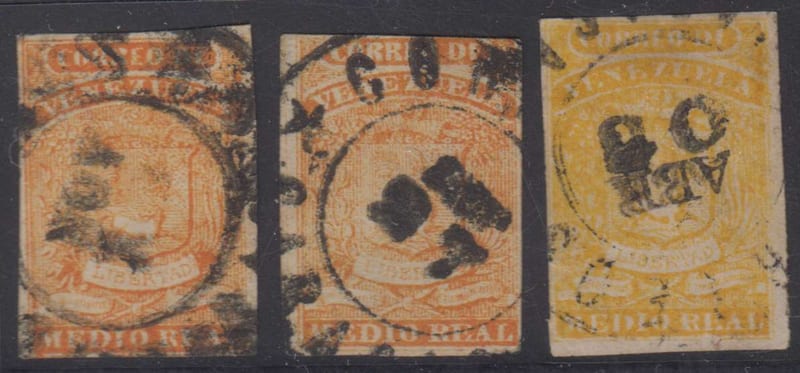 Venezuela 1859 — Scott 4 (2x) & 4b