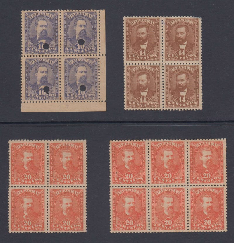 Paraguay 1892 — Scott 37 & 39-40