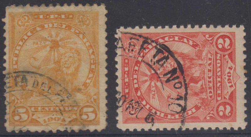 Paraguay 1905 — Railroad cancels