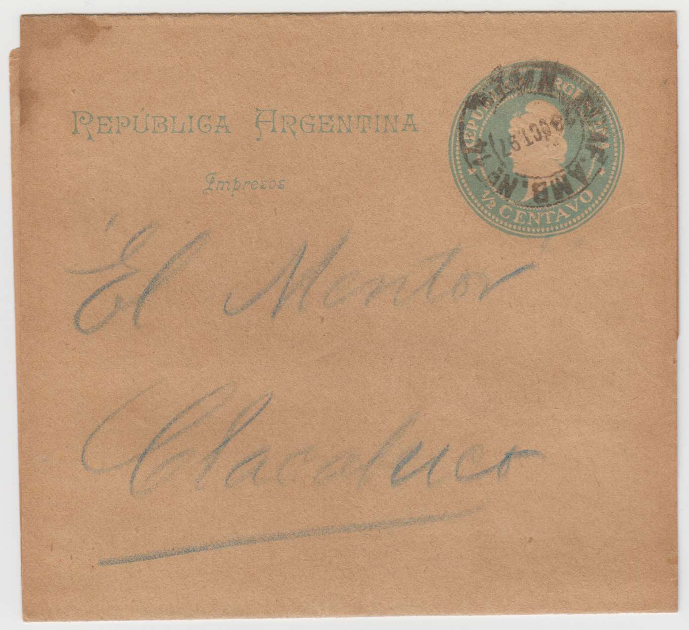 Argentina 1897 — Railroad Transit Post Office "Ambulante"