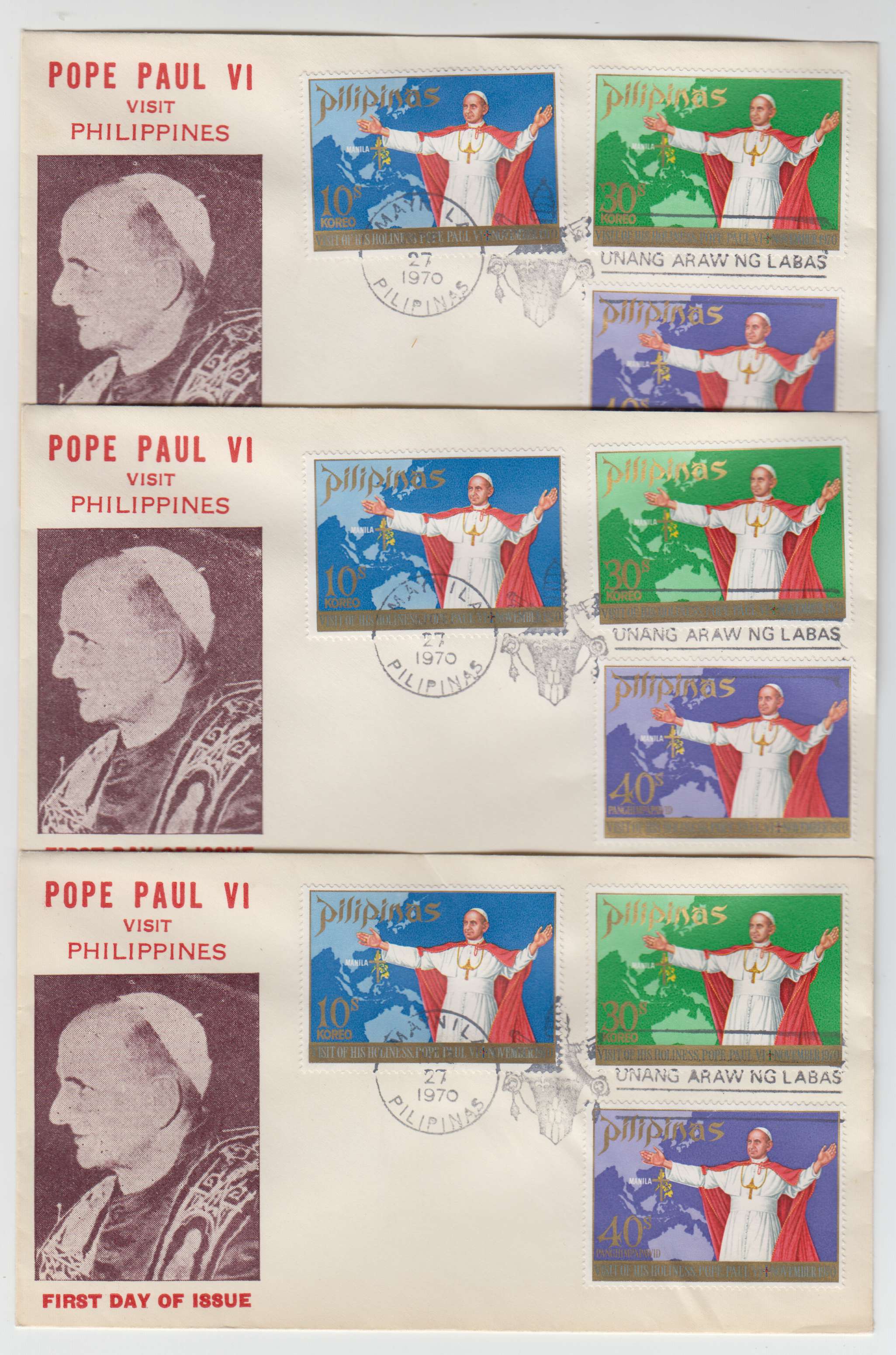 Philippines 1970 — First Day group of 77 covers with Scott 1080-1081, 1083-1085, 1100 & C99, Full sets on…