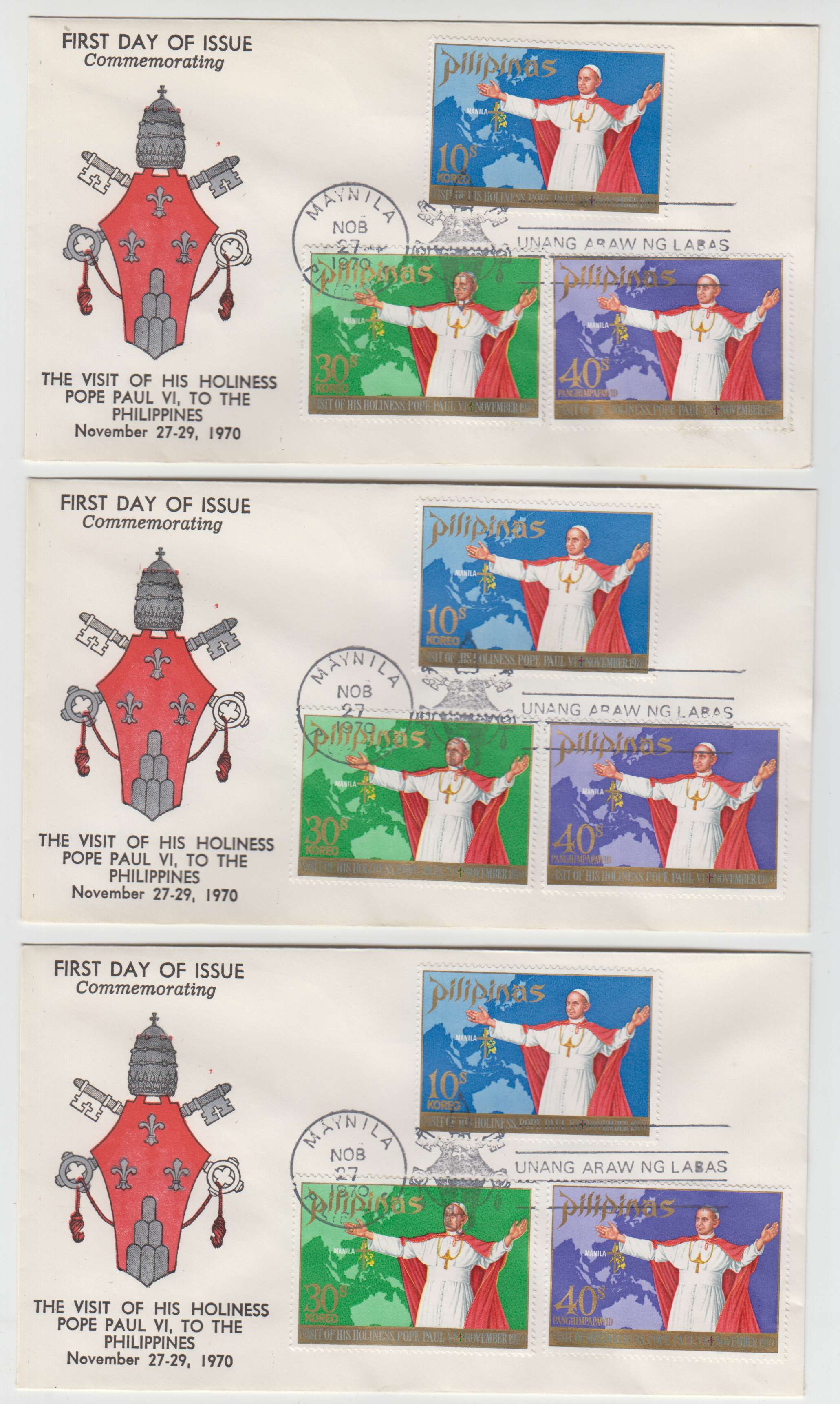 Philippines 1970 — First Day group of 77 covers with Scott 1080-1081, 1083-1085, 1100 & C99, Full sets on…