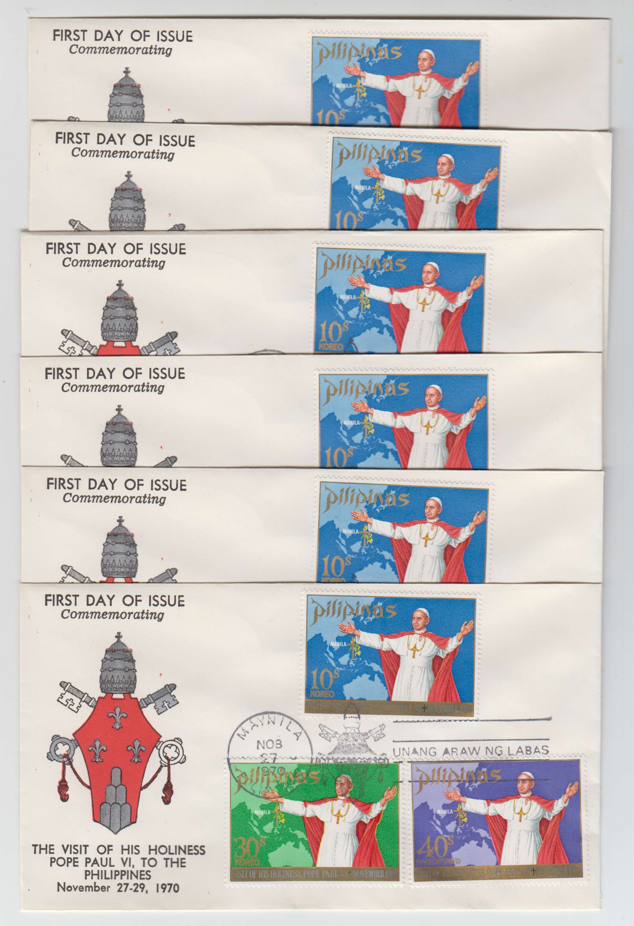 Philippines 1970 — First Day group of 77 covers with Scott 1080-1081, 1083-1085, 1100 & C99, Full sets on…