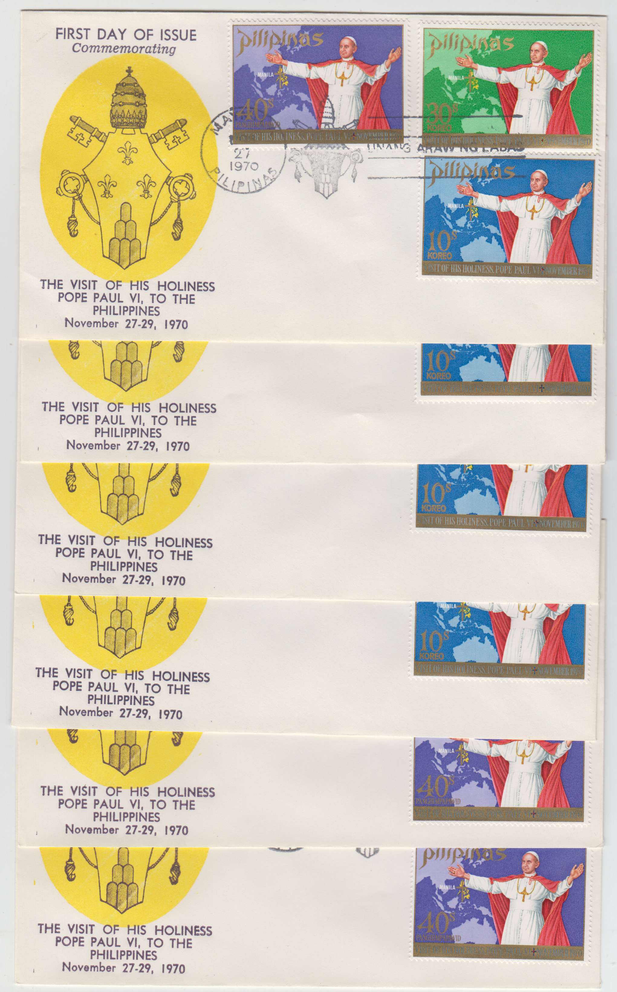 Philippines 1970 — First Day group of 77 covers with Scott 1080-1081, 1083-1085, 1100 & C99, Full sets on…