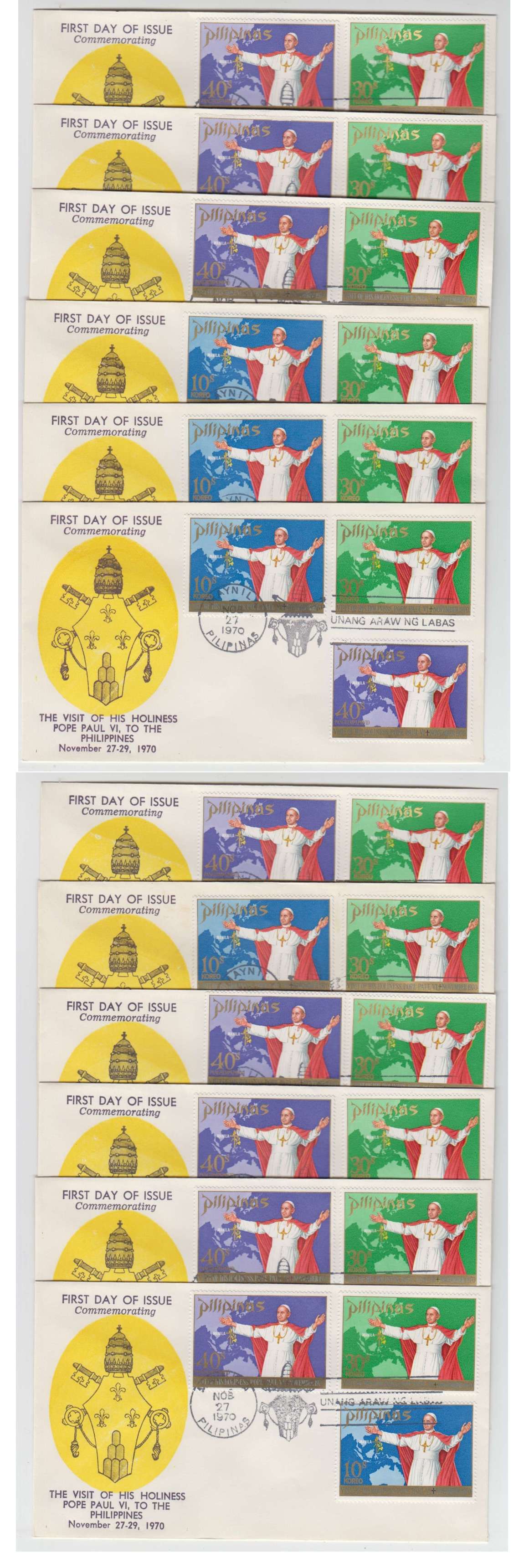 Philippines 1970 — First Day group of 77 covers with Scott 1080-1081, 1083-1085, 1100 & C99, Full sets on…