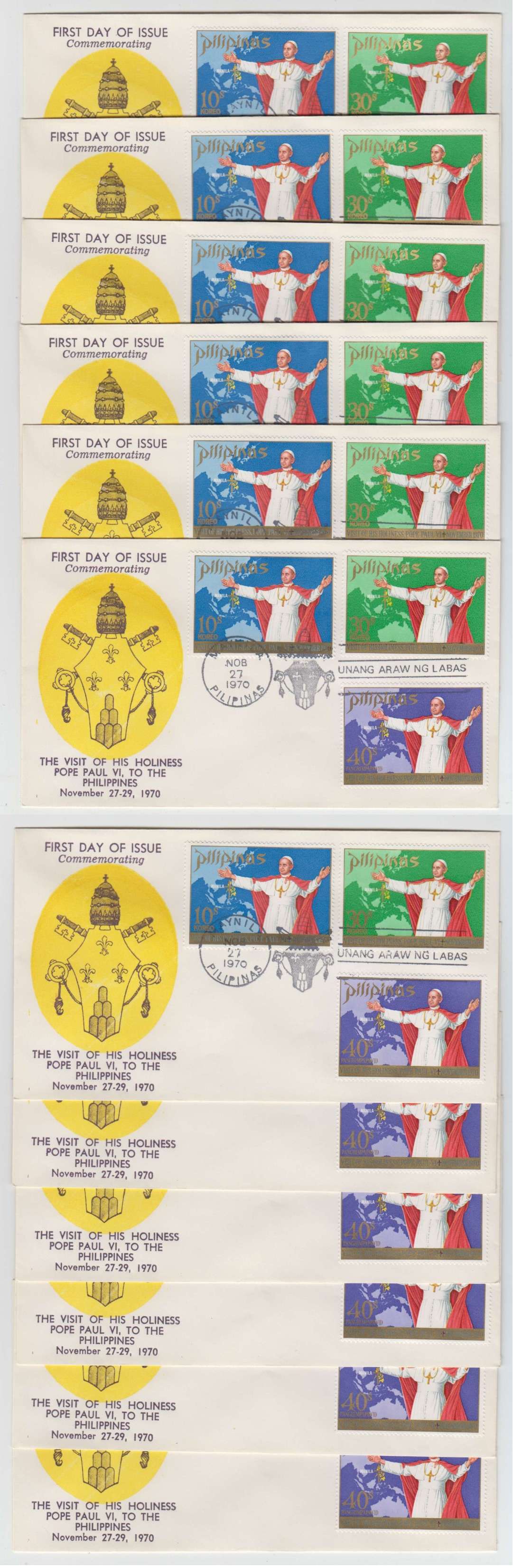 Philippines 1970 — First Day group of 77 covers with Scott 1080-1081, 1083-1085, 1100 & C99, Full sets on…