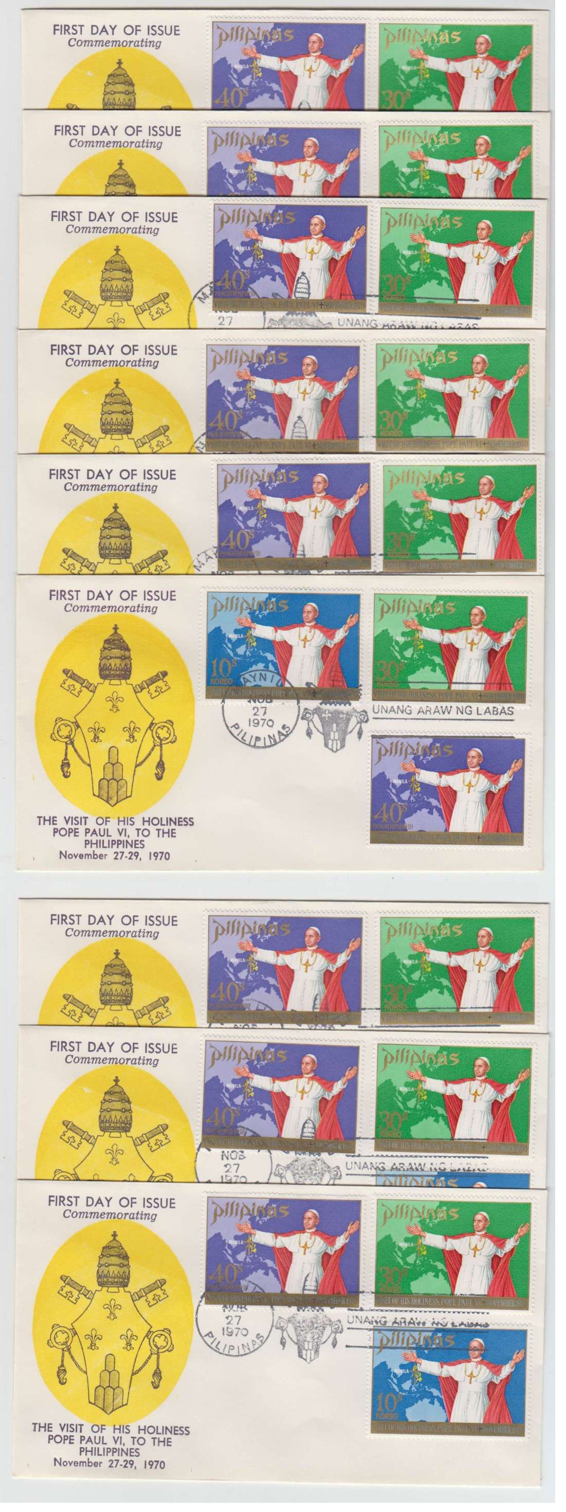 Philippines 1970 — First Day group of 77 covers with Scott 1080-1081, 1083-1085, 1100 & C99, Full sets on…