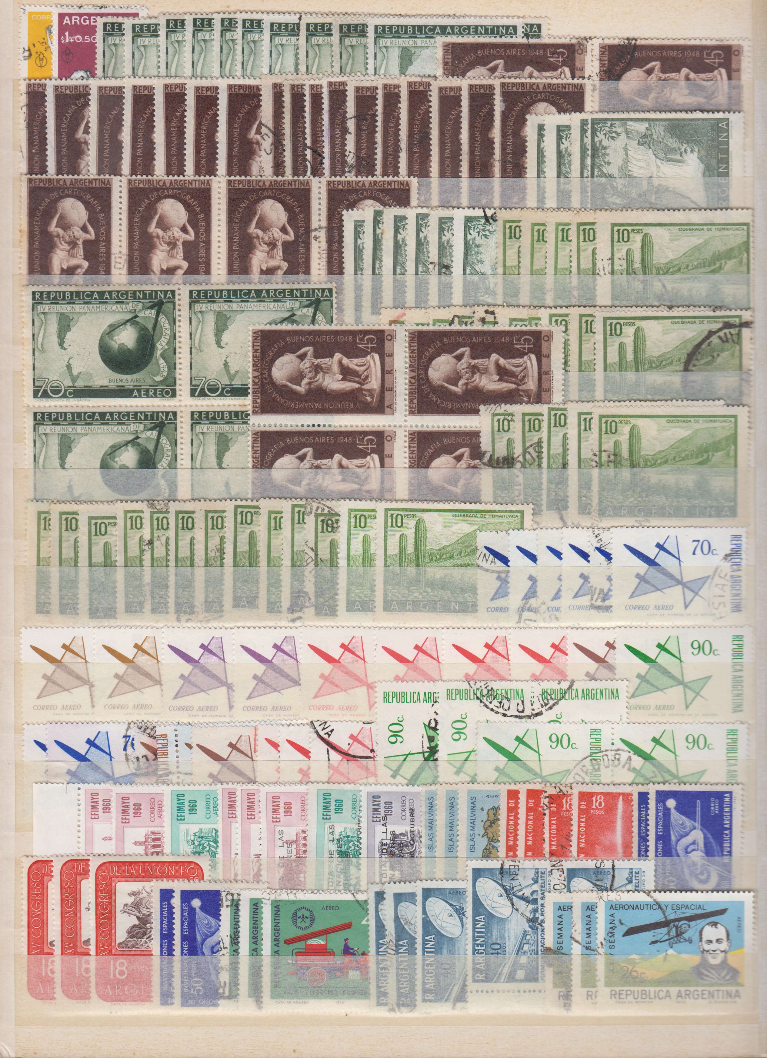 Argentina 1890 — Ordinary, airpost & official stock of 720 stamps & 3 souvenir sheets including full sets,…
