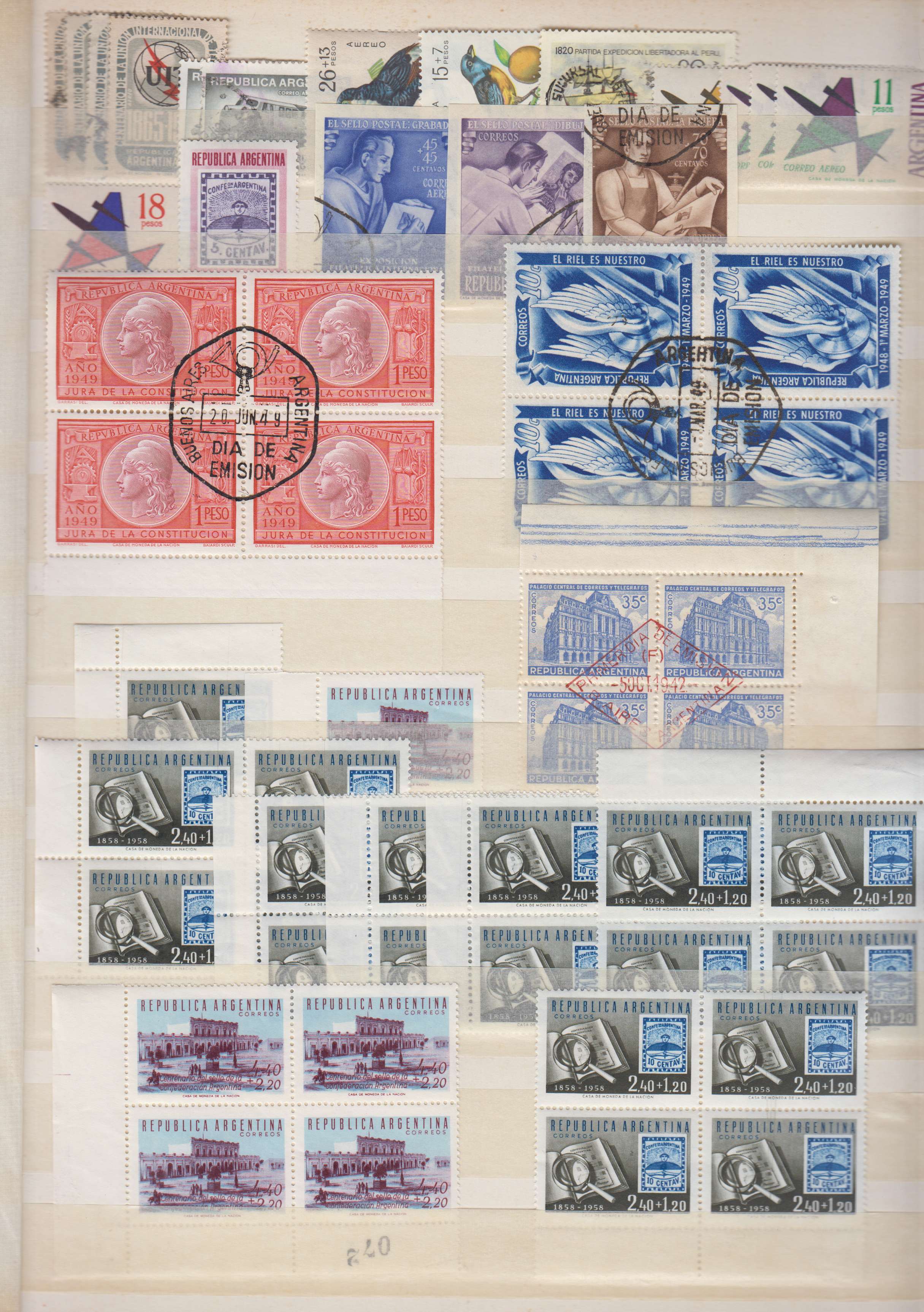 Argentina 1890 — Ordinary, airpost & official stock of 720 stamps & 3 souvenir sheets including full sets,…