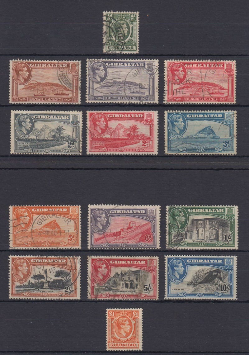 Gibraltar 1938 — Scott 107-115, 116a-117a (perf 14) & 118