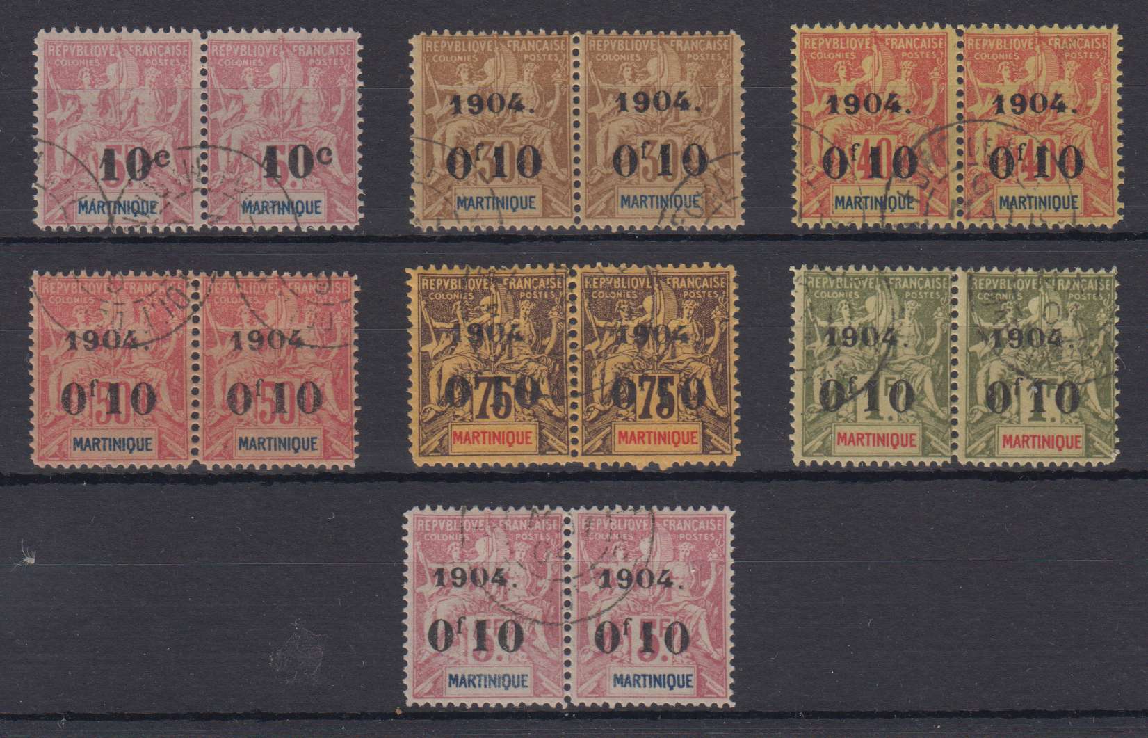 France 1904 — Scott 55-61 top values