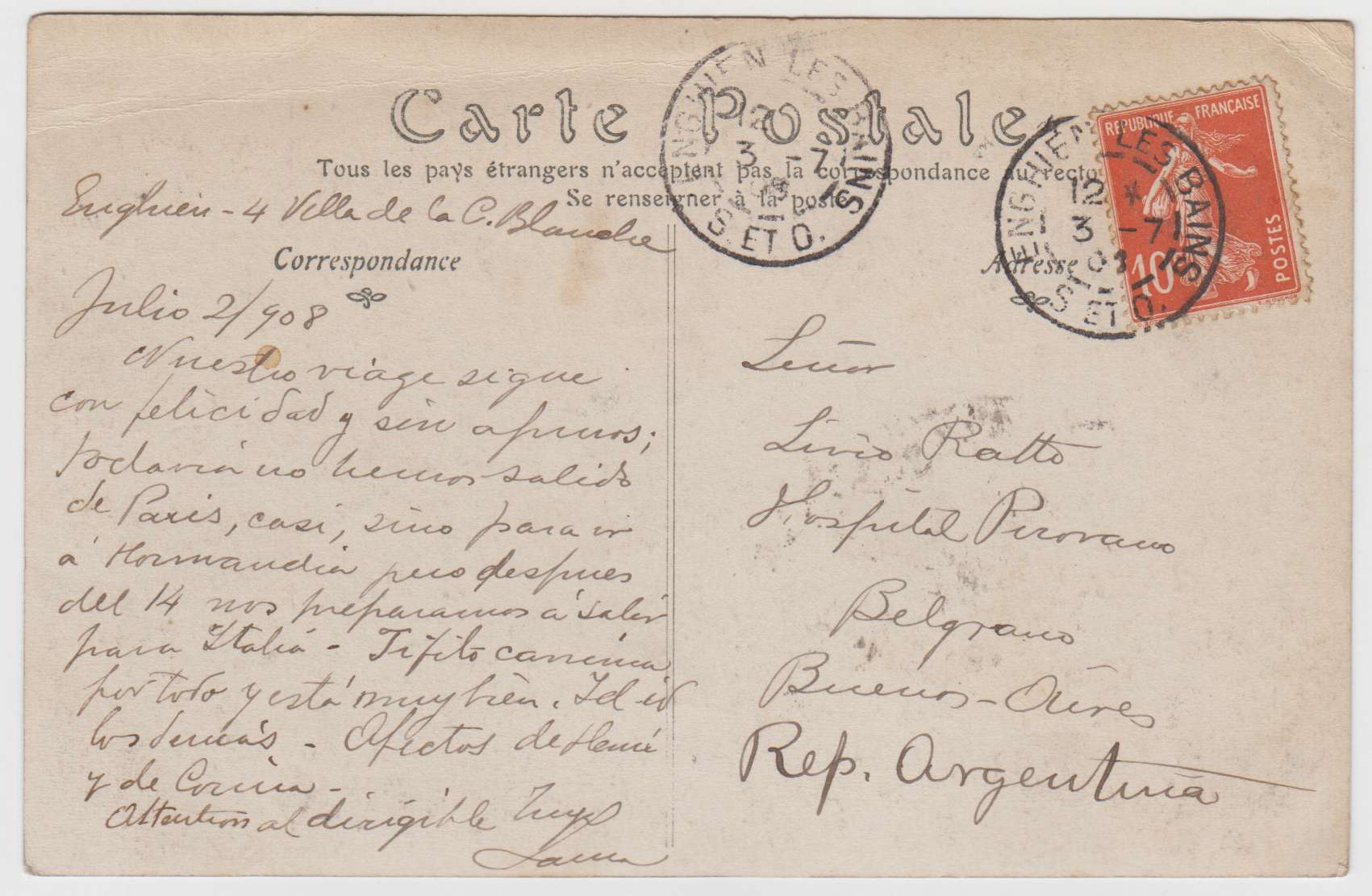 France 1908 — July 3