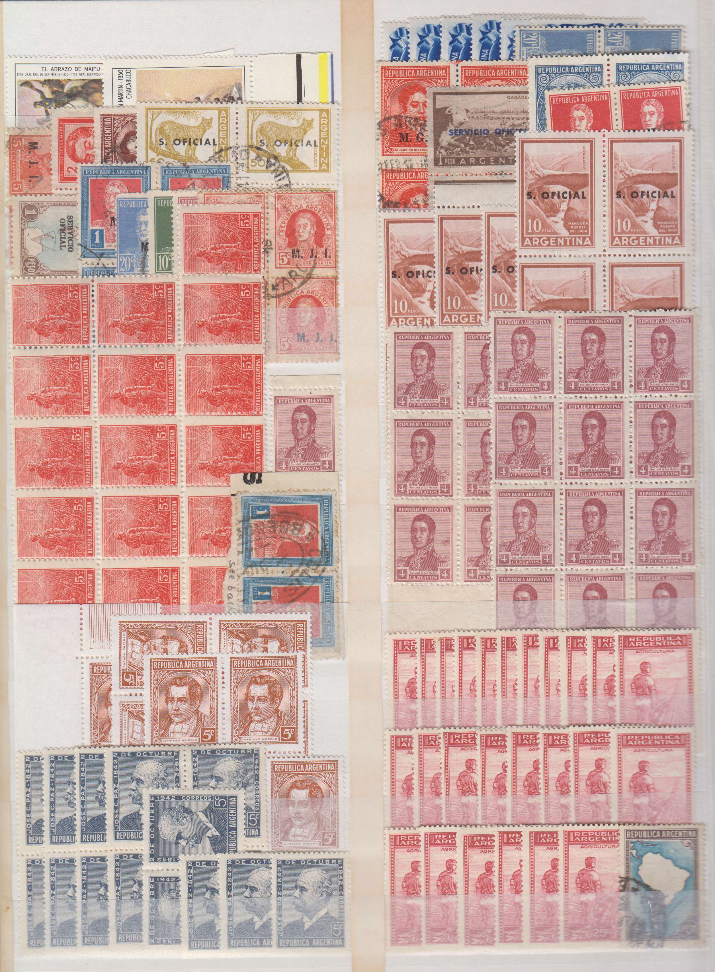 Argentina — Better Ordinary, airpost & Official collection of 937 + stamps on pages including full…