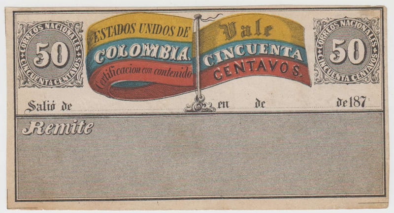 Colombia 1870 — Insured letter stamps