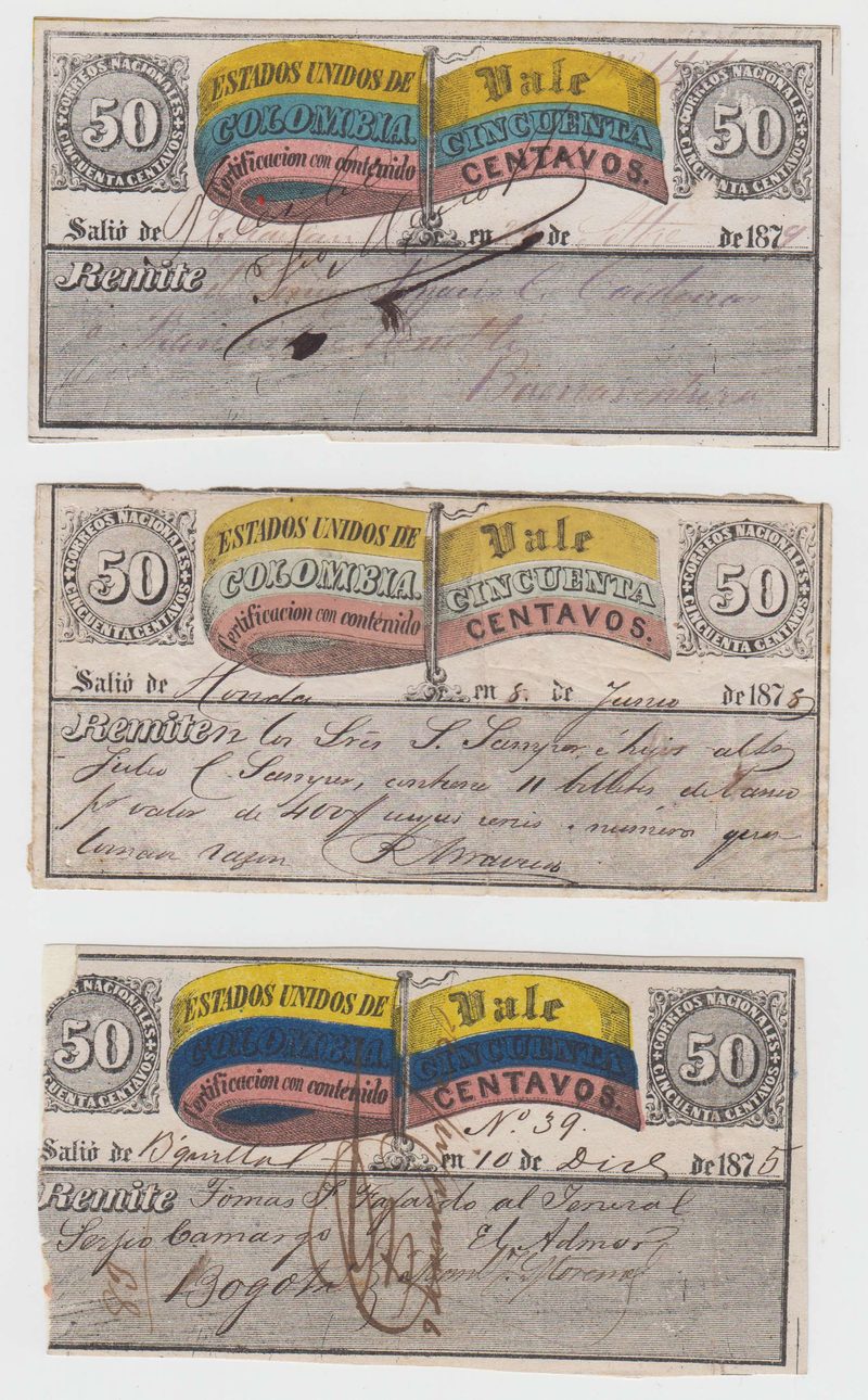 Colombia 1870 — Insured letter stamps