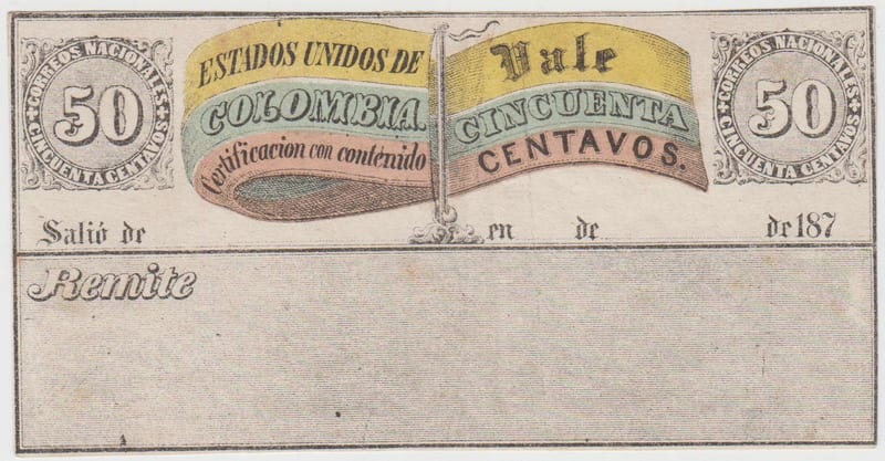 Colombia 1870 — Insured letter stamps