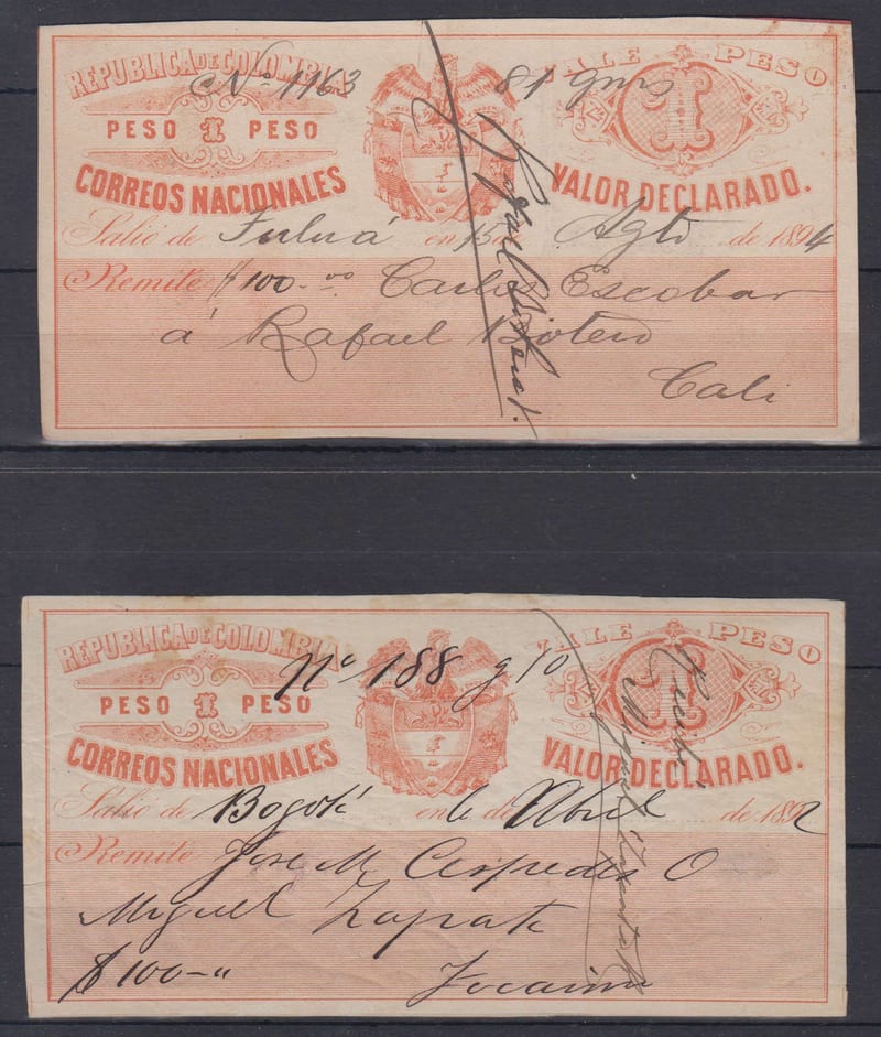 Colombia 1890 — Insured letter stamps