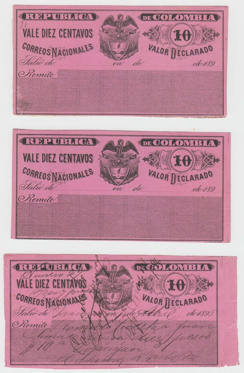 Colombia 1892 — Insured letter stamps