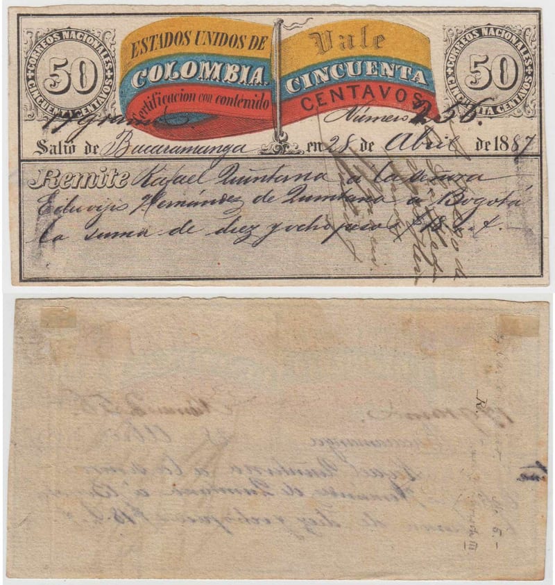 Colombia 1887 — Insured letter stamps