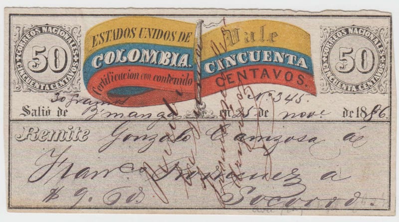 Colombia 1886 — Insured letter stamps