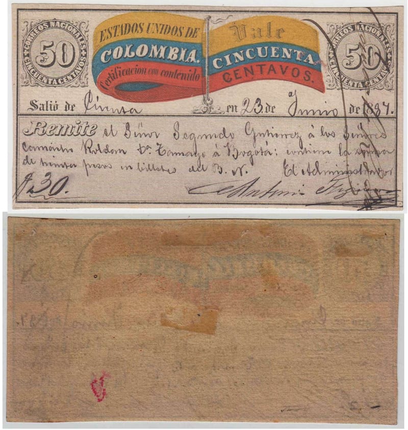 Colombia 1884 — Insured letter stamps
