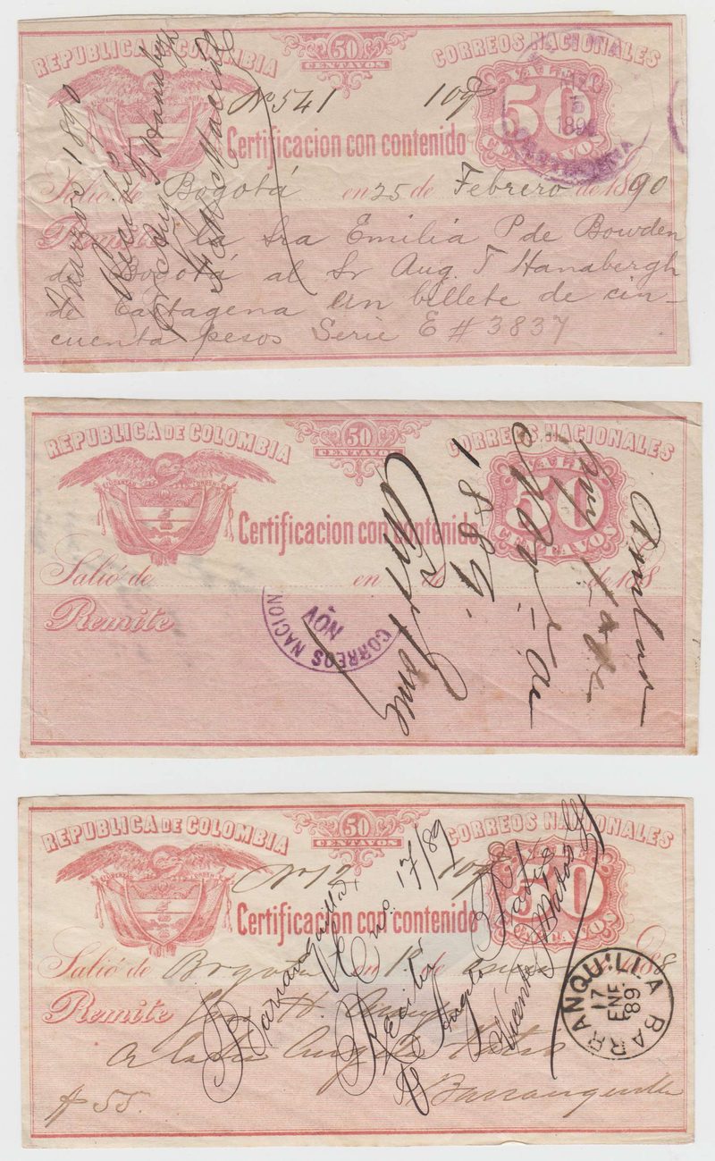 Colombia 1888 — Insured letter stamps