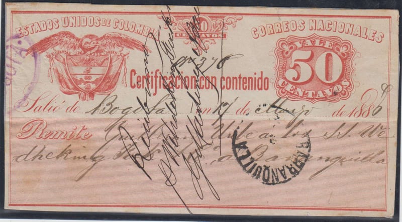 Colombia 1886 — Insured letter stamps