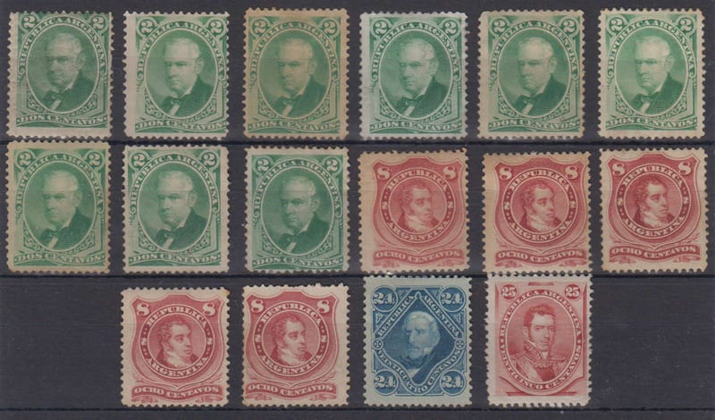 Argentina 1877 — Scott 38-40, 38a & 56