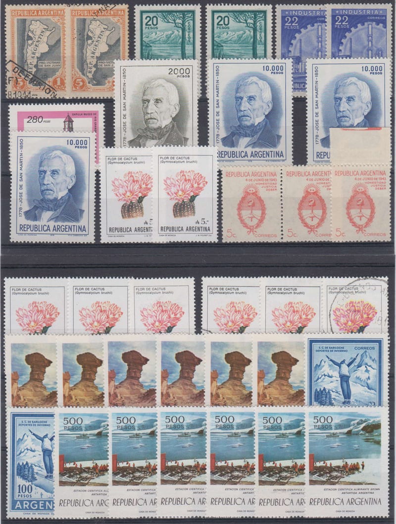 Argentina 1944 — Scott B8, 508, 698-699, 892, 1108-1109, 1170, 1197, 1292 & 1526