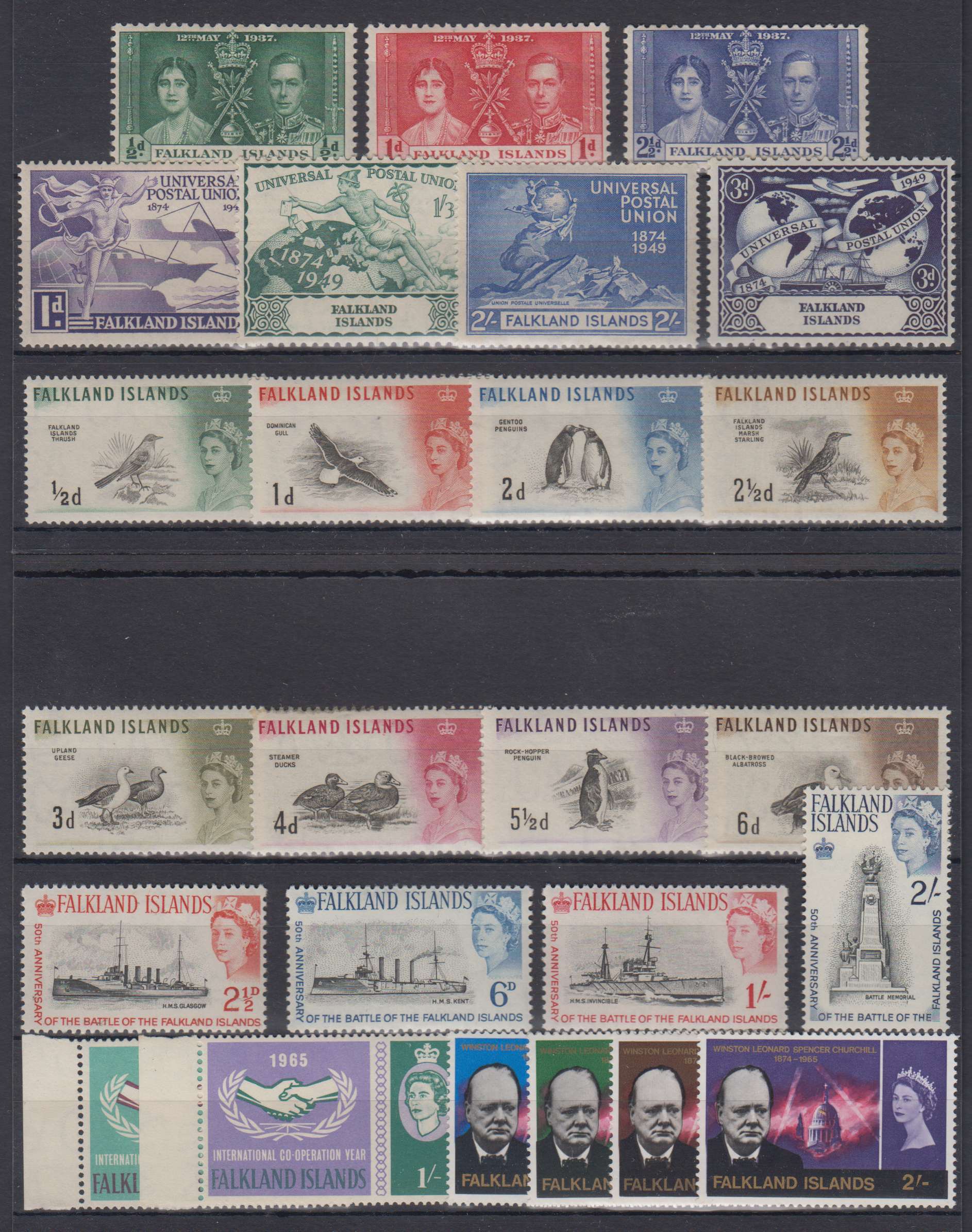 Falkland Islands 1937 — Scott 81 thru 226 not complete
