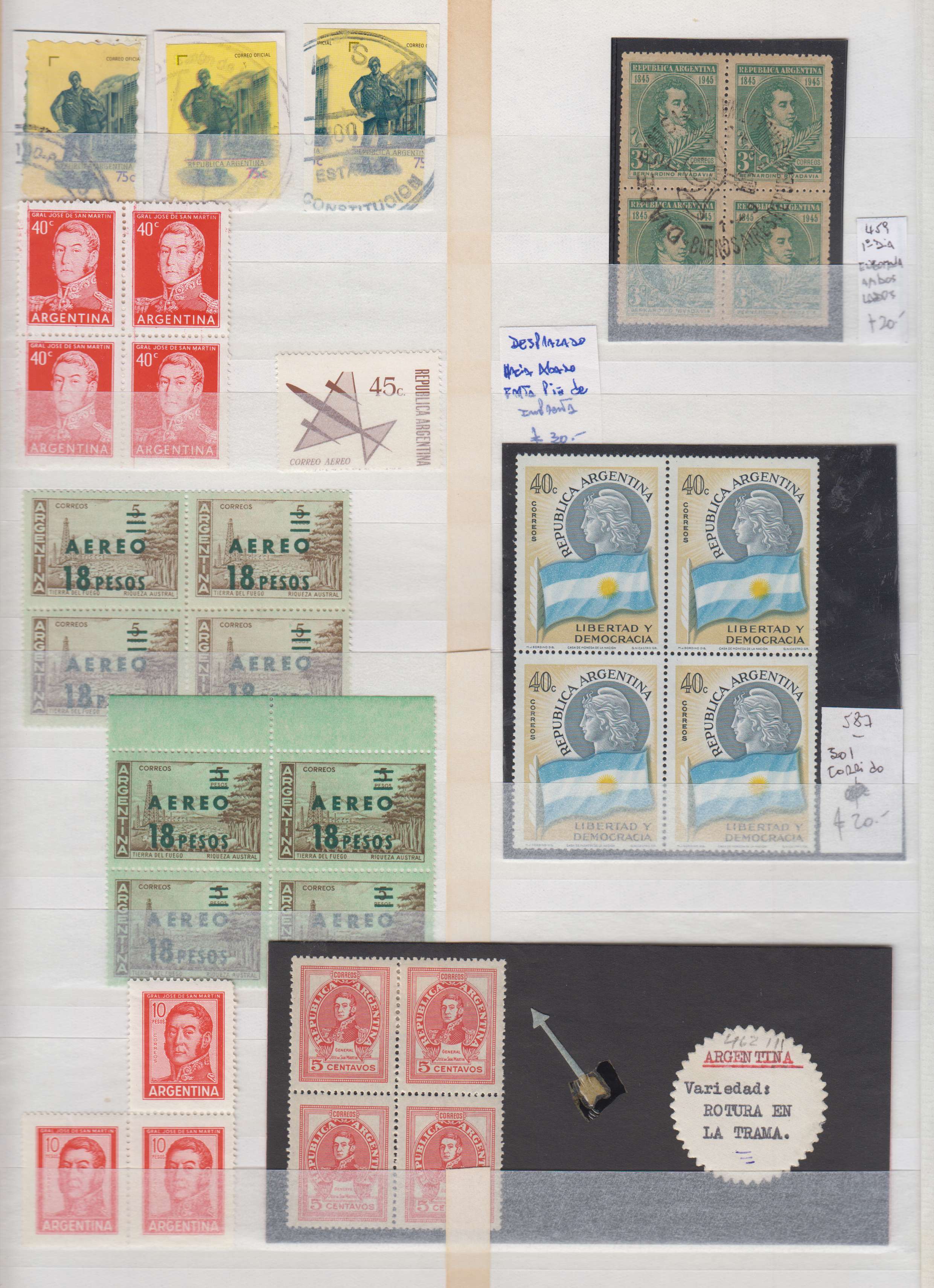 Argentina 1917 — Specialized collection of varieties & errors on pages
