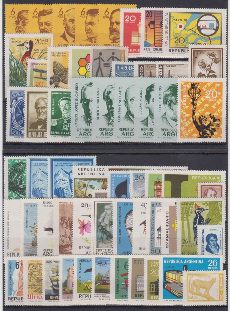 Argentina 1969 — Issues from both years with 59 stamps