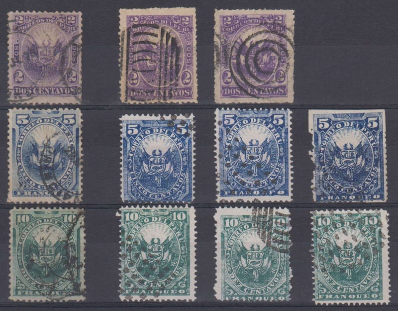 Peru 1874 — Scott 22-23 & 25